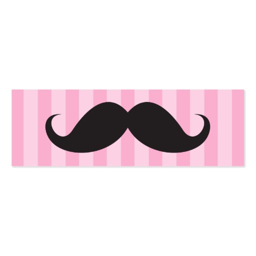 Fun black moustache on pink stripes business card