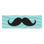 Fun black moustache on teal aqua whimsical stripes business card template