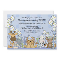 Fun Boys Safari Animals Birthday Personalized Announcement