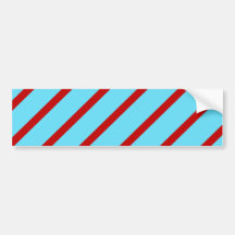 Fun Bright Teal Turquoise Red Diagonal Stripes Bumper Stickers