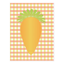 Fun Carrot and Gingham Postcards