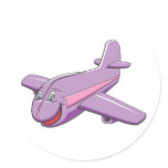 Fun Cartoon airplane Round Sticker