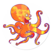 Fun Cartoon Octopus Sticker