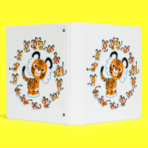 Fun Cartoon Tigers Mandala (Blue) Avery Binder