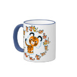 Fun Cartoon Tigers Mandala (Blue) Mug