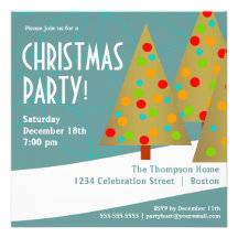 Fun Christmas Tree Trio Holiday Party Invitation