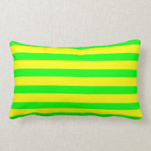 Fun Citrus Yellow and Neon Green Striped Pattern Pillows