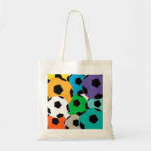 Fun clourful cluster of soccer balls canvas bags
