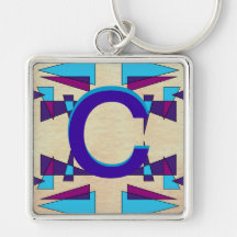 Fun Colorful Monograms CricketDiane Keychain