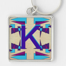Fun Colorful Monograms CricketDiane Keychain