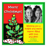 Fun Colourful Christmas Tree Photo Card Custom Announcement