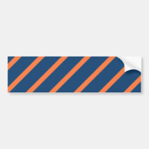 Fun Cool Blue and Orange Diagonal Stripes Bumper Stickers