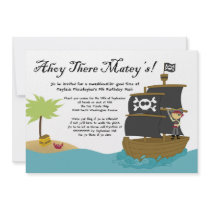 Fun cute boy's pirate birthday party invitation