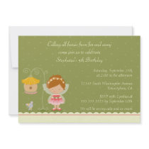 Fun cute fairy girl's birthday party invitation