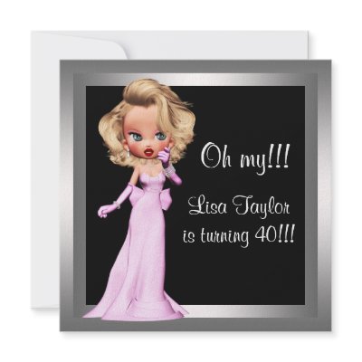 Fun Diva Womans 40th Birthday Party Invitation by InvitationCentral