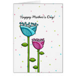 Fun Doodle Flowers blue pink dots Mother's Day Greeting Card