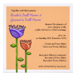 Fun Doodle Flowers orange purple Wedding Custom Invite
