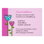 Fun Doodle Flowers pink blue Wedding Enclosure Invite