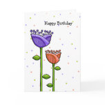 Fun Doodle Flowers purple orange dots Birthday Card