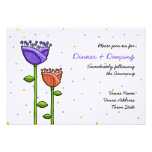 Fun Doodle Flowers purple orange dots Reception Personalized Announcement