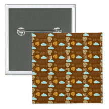 Fun Fall Harvest with Leafs and Cloud Pattern Pinback Button