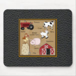 Fun Farm Animals Leather Look Print Mousepad