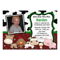 Fun Farm Kids Photo Birthday Invitation invitations
