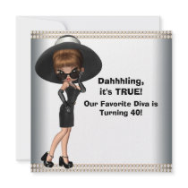 Fun Favourite Diva Womans 40th Birthday Party Custom Invitation