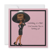Fun Favourite Diva Womans Black 40th Birthday Part Announcements