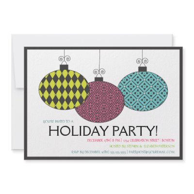 Fun Festive Modern Ornaments Holiday Party Custom Invitations by kat_parrella