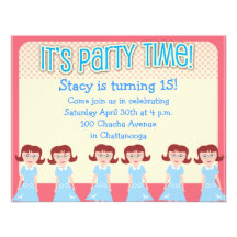 Fun Fifties Girl Party Time Custom Announcements