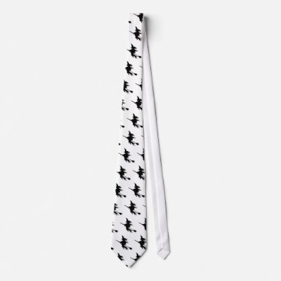 Fun Flying Witch on a Broomstick Halloween Tie by angela65