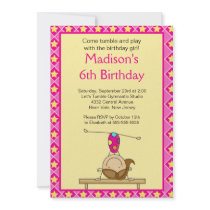 Fun Gymnastics Kids Birthday Party Invitation