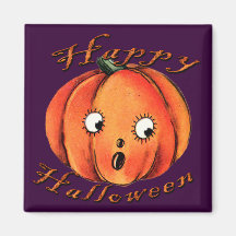 Fun Halloween Surprised Pumpkin Face Magnet