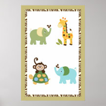 Fun in the Jungle Nursery Art Poster 16x24