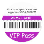 Fun Kids VIP Pass Admit One Birthday Party purple