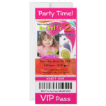 Fun Kids VIP Pass Event Ticket Photo Party fuschia invitations