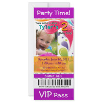 Fun Kids VIP Pass Event Ticket Photo Party purple