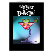 Fun Martini drinking frog personalised card