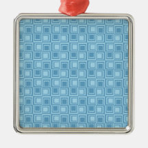 Fun Modern Blue Squares Pattern Gifts Christmas Ornament