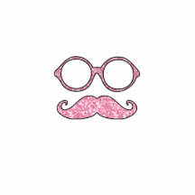 FUN MUSTACHE AND GLASSES, PRINTED PINK GLITTER ACRYLIC CUT OUTS