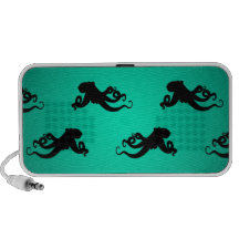 Fun Octopus Silhouettes on Green Portable Speakers
