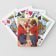 Fun Old Antique Toasting Bears Dance Poker Cards