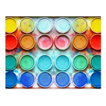 Fun paint colour box postcards