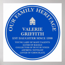 Fun Personalized Family Heritage Plaque Poster