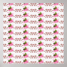 Fun Pink Christmas Bells and Candy Cane Scroll Poster