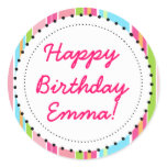 Fun Pink Colour Stripes and Dots Stickers