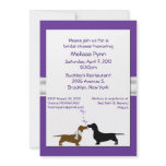 Fun Purple Dachshunds Bridal Shower Invitation