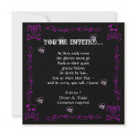 Fun Purple Girl Gothic Skulls Halloween Party Personalized Invites