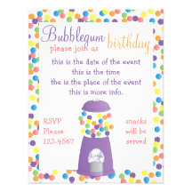 Fun Purple Gumball Machine Invite